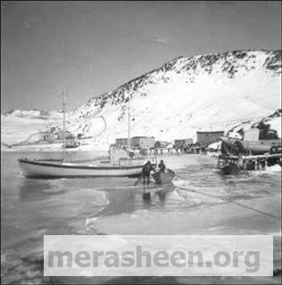 Breaking ice in the harbour in front of Jim Connors' wharf.&amp;nbsp; Jim built that boat and there's another on the wharf.&amp;nbsp;&amp;nbsp;In the distance are Tom and Charlie Pittman's houses.