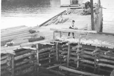 Building the original plant wharf in 1954 with a young Joe Casey planing&amp;nbsp; a beam.