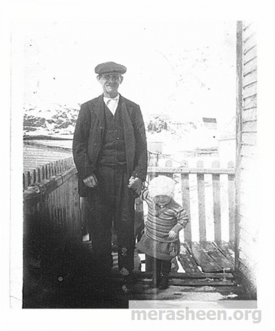 Angela Ennis, age 3, with grandfather Paddy Ennis