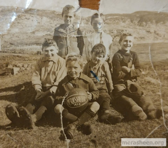 Boys from Little Merasheen 1937. Gerard Best (son of Tom) holding the ball. &amp;nbsp;Ron Pitcher (son of Joey) on the right.
House at top left is Tom Best's old house.