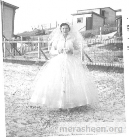 Martha (Pomroy) Ennis (c March 1957), daughter of Bill &amp;amp; Theresa Pomroy on her wedding day