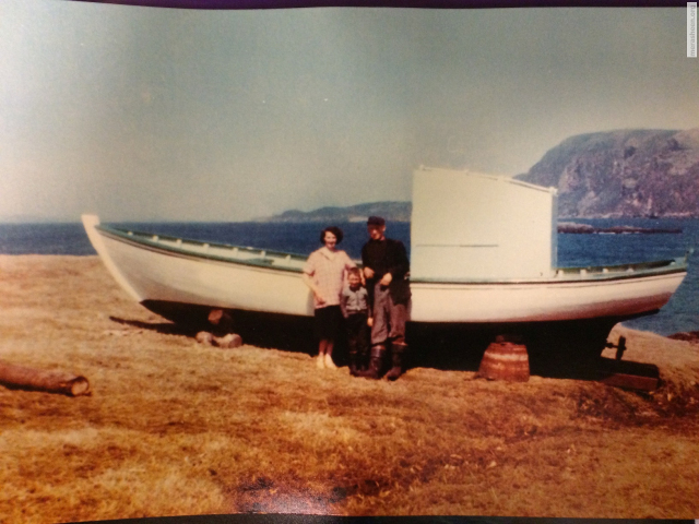 Mary, son Carl and Ron Pitcher by the new boat in 1961.&amp;nbsp; Most likely taken by Jose Ennis.
