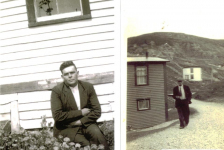 On the left, Fred Best. On the right, Billy Power from Clattice Harbour passing by Martin Connors' house