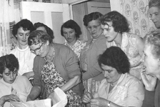 Helen Moore, Loretta Pomroy, Cis Wilson, Jean Pomroy, Annie Barry, Mary Wilson, Bride Rose, Kathleen Pomroy, Bride Ennis. &amp;nbsp;Taken by Clara Wilson from her living room!