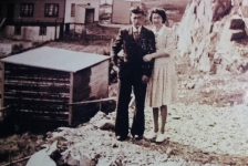 Leo Fulford and his sister Hannah (Fulford) Pitcher.&amp;nbsp; Priest's house in the background.
