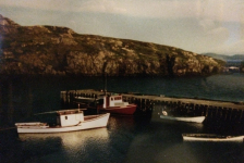 60 Little Merasheen wharf in 1985.&amp;nbsp; The two boats were owned by Carl Pitcher and Tom Ennis.